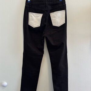 STAUD Black Jeans with Cream Pockets